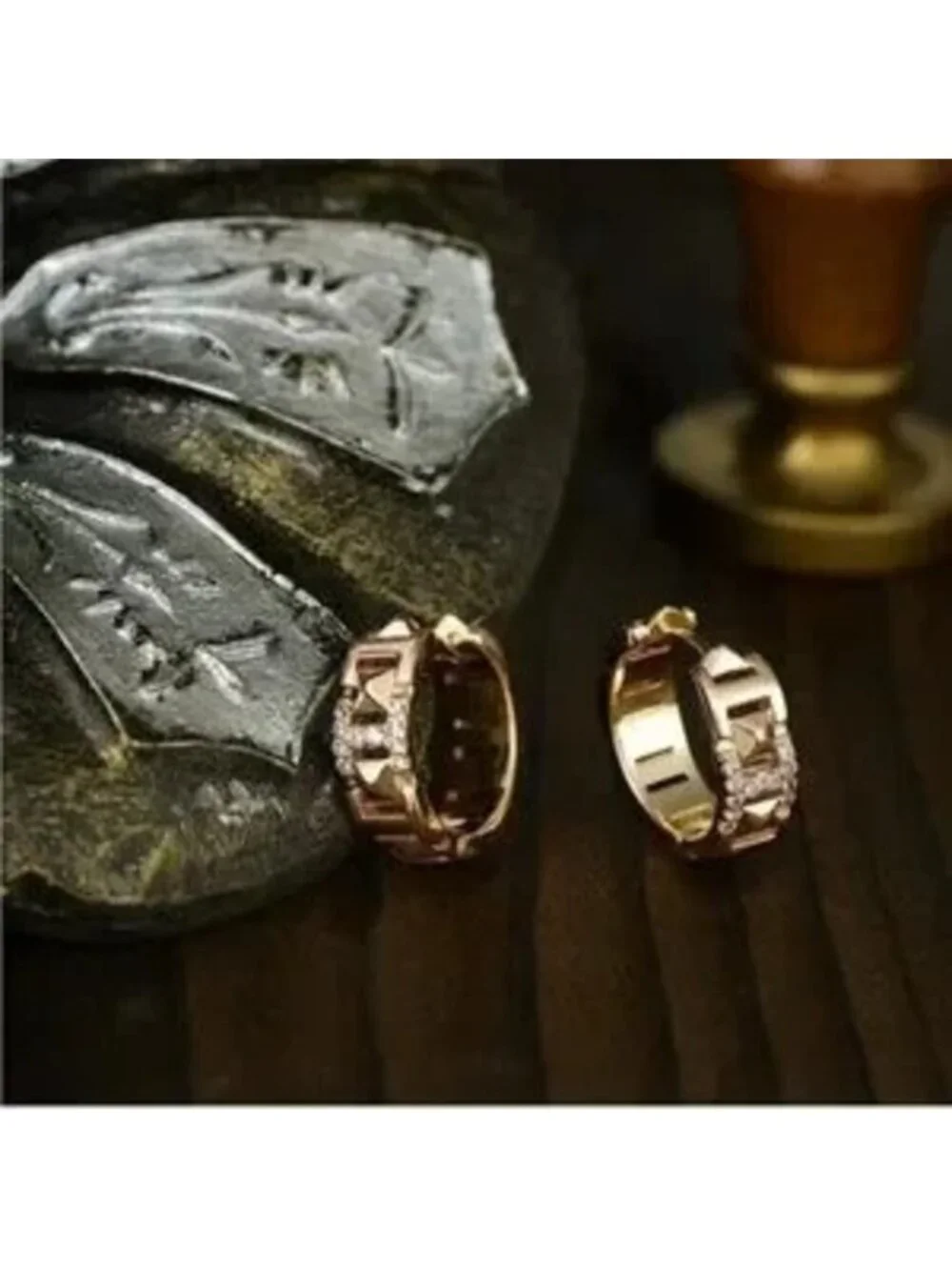 Gold 14k Gold Plated CZ Hoop Earrings